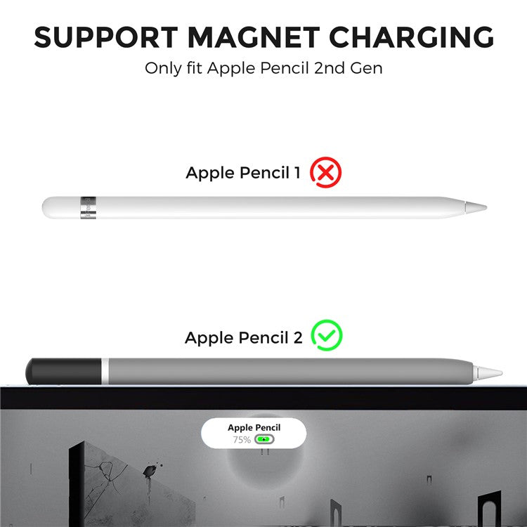 AHASTYLE PT-JY16 For Apple Pencil Pro / Pencil (2nd Generation) Silicone Sleeve Stylus Pen Non-Slip Cover - Grey