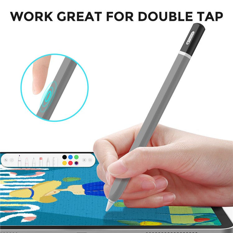AHASTYLE PT-JY16 For Apple Pencil Pro / Pencil (2nd Generation) Silicone Sleeve Stylus Pen Non-Slip Cover - Grey