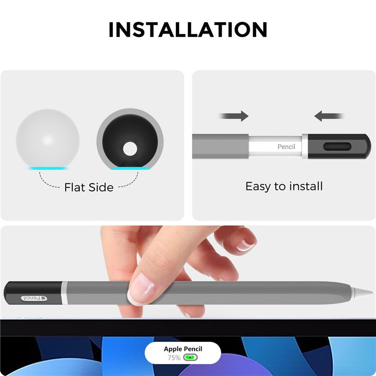 AHASTYLE PT-JY16 For Apple Pencil Pro / Pencil (2nd Generation) Silicone Sleeve Stylus Pen Non-Slip Cover - Grey