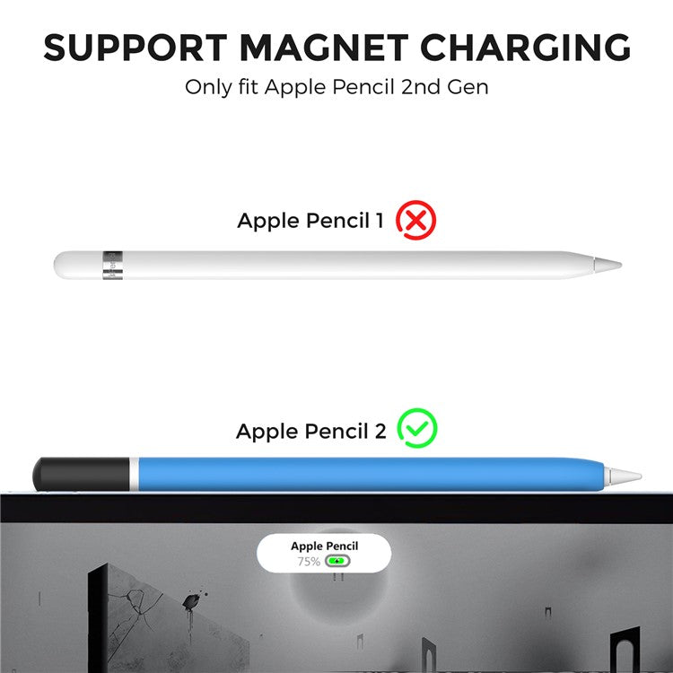 AHASTYLE PT-JY16 For Apple Pencil Pro / Pencil (2nd Generation) Silicone Sleeve Stylus Pen Non-Slip Cover - Midnight Blue
