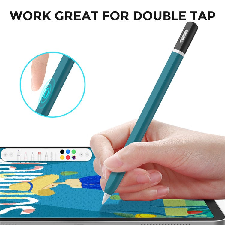 AHASTYLE PT-JY16 For Apple Pencil Pro / Pencil (2nd Generation) Silicone Sleeve Stylus Pen Non-Slip Cover - Blackish Green