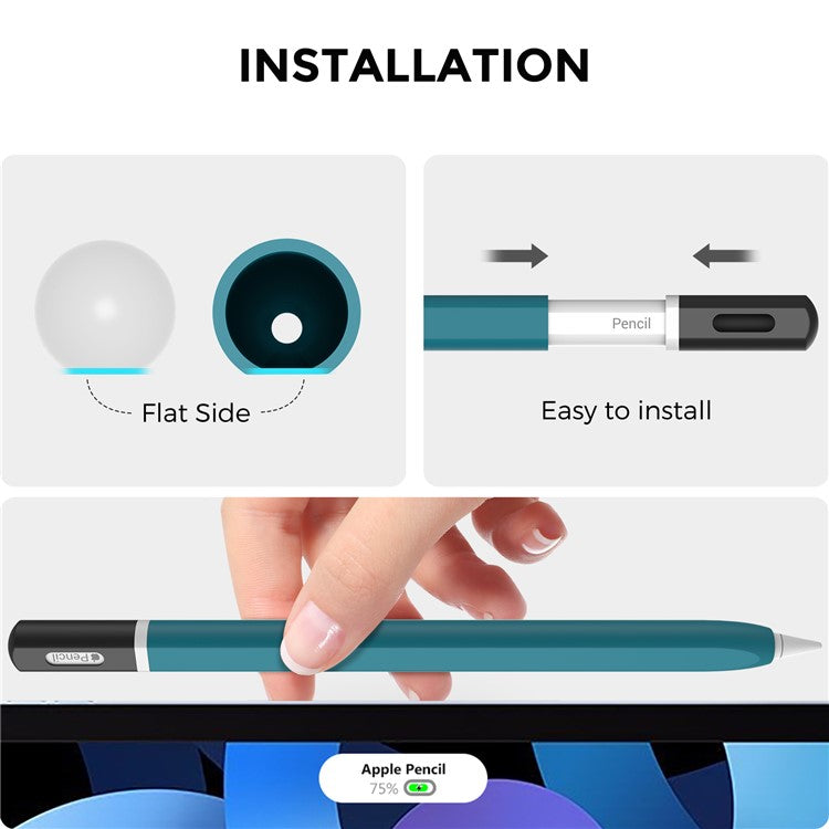 AHASTYLE PT-JY16 For Apple Pencil Pro / Pencil (2nd Generation) Silicone Sleeve Stylus Pen Non-Slip Cover - Blackish Green