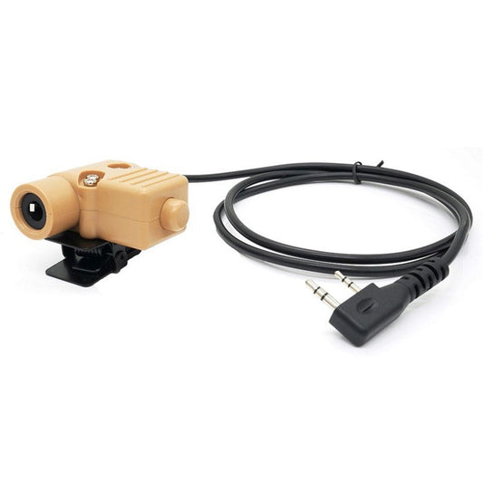 Ham Radio Walkie Talkie U94 PTT Headset Adapter for Baofeng Kenwood HYT TYT - Brown