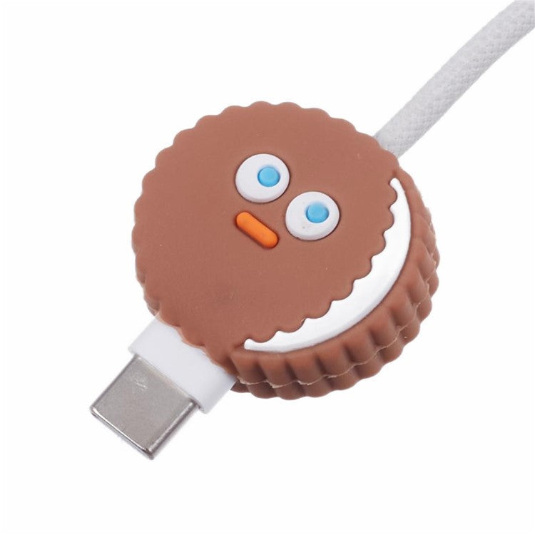 Cartoon Silicone Cable Protector Cord Saver USB Cable Buddies Holder for Smartphone - F