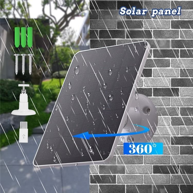 CSP4W-A 4W 5V Solar Panel for Security Camera Monocrystalline Solar Charger with Adjustable Bracket - White