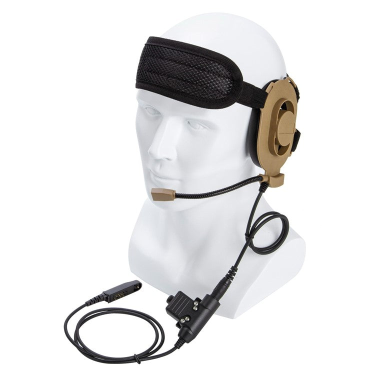 For Baofeng UV-9R HD01 Walkie Talkie Headset Two Way Radio 7.1mm Headphone with U94 PTT Adapter - Brown