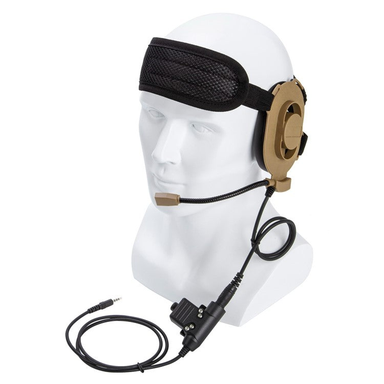 HD01 Bowman Elite II Two Way Radio Headset with U94 PTT Adapter for 3.5mm Phone Audio Jack - Brown