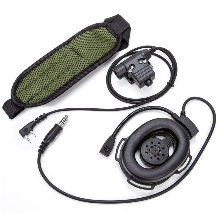 For Baofeng UV-5R HD01 Bowman Elite II Two Way Walkie Talkie 7.1mm Headset with U94 PTT Adapter - Black