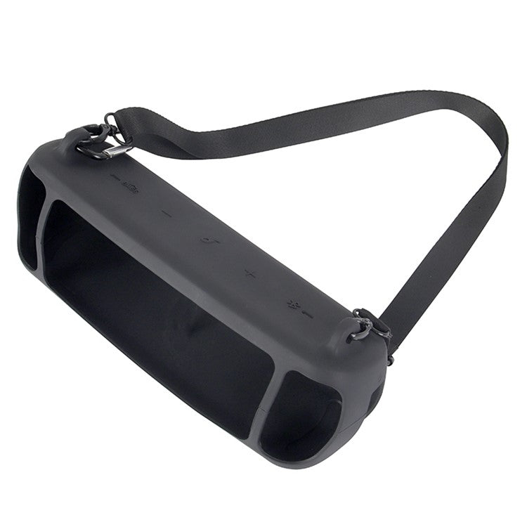 Drop Proof Protective Case for Anker Soundcore Motion+ Soft Silicone Case with Shoulder Strap - Black