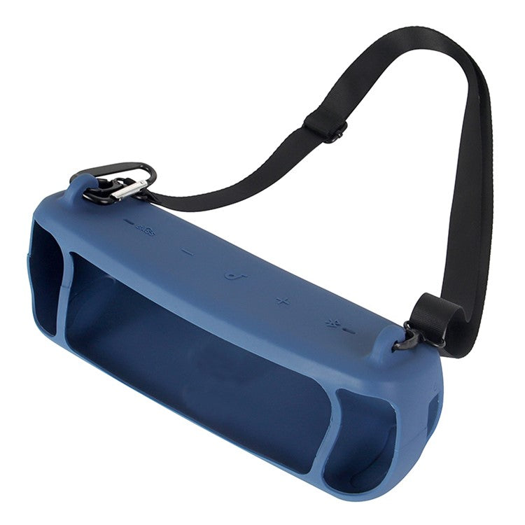 Drop Proof Protective Case for Anker Soundcore Motion+ Soft Silicone Case with Shoulder Strap - Blue