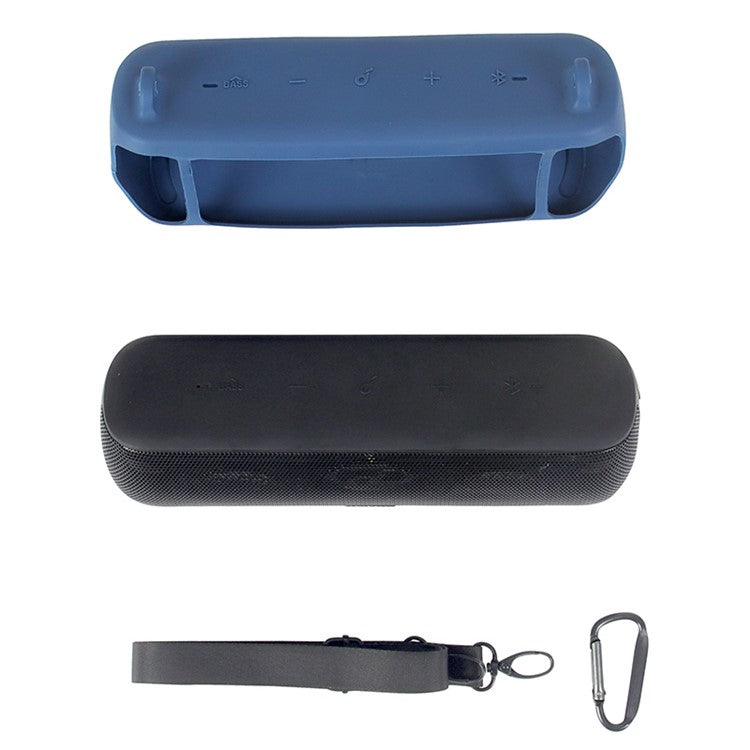 Drop Proof Protective Case for Anker Soundcore Motion+ Soft Silicone Case with Shoulder Strap - Blue