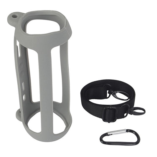 For JBL Flip 6 Silicone Carrying Case Bluetooth Speaker Protective Cover with Shoulder Strap and Carabiner - Grey