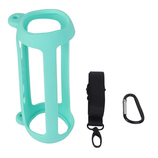 For JBL Flip 6 Silicone Carrying Case Bluetooth Speaker Protective Cover with Shoulder Strap and Carabiner - Green