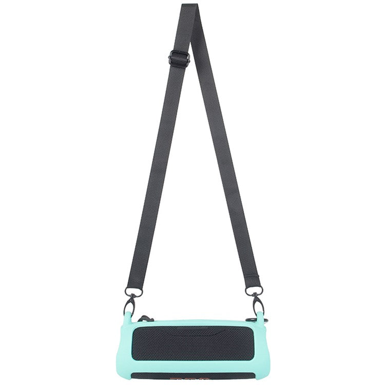 For JBL Flip 6 Silicone Carrying Case Bluetooth Speaker Protective Cover with Shoulder Strap and Carabiner - Green