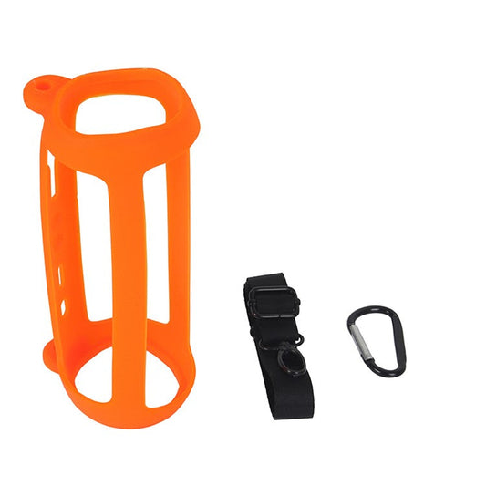 For JBL Flip 6 Silicone Carrying Case Bluetooth Speaker Protective Cover with Shoulder Strap and Carabiner - Orange