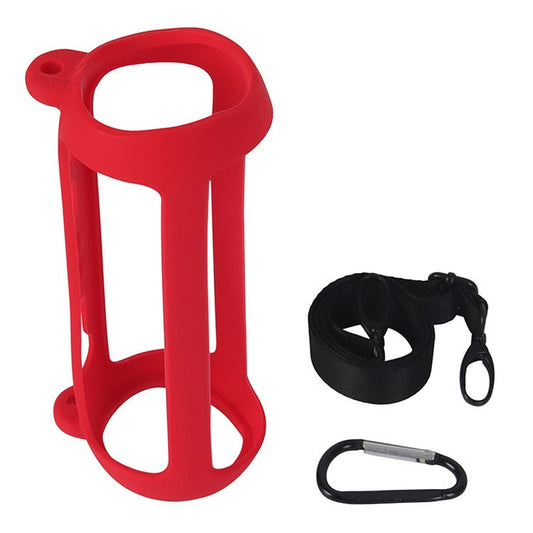 For JBL Flip 6 Silicone Carrying Case Bluetooth Speaker Protective Cover with Shoulder Strap and Carabiner - Red