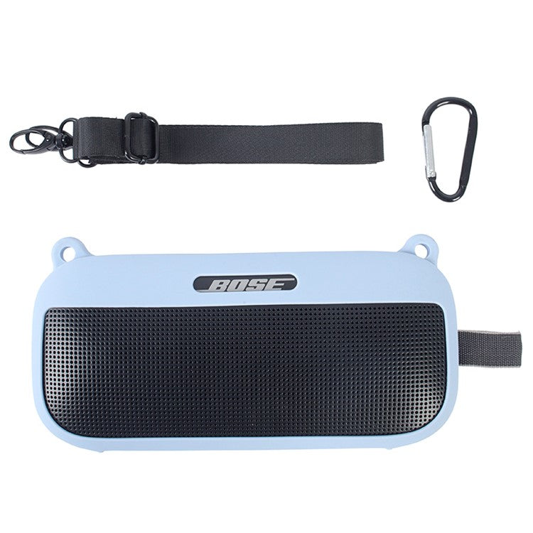 Bluetooth Speaker Protective Case for Bose SoundLink Flex Soft Silicone Case with Shoulder Strap - Baby Blue