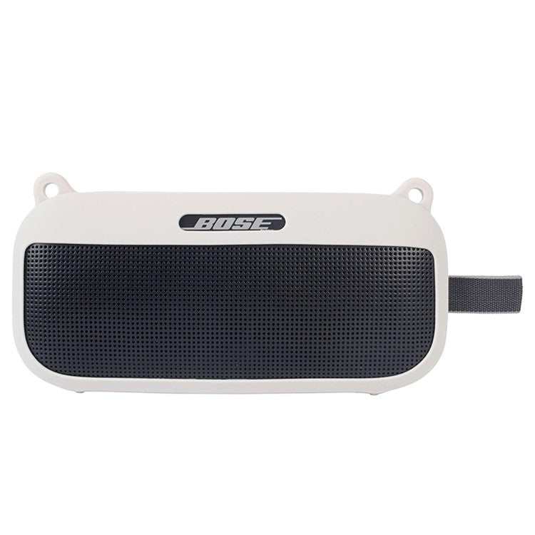 Bluetooth Speaker Protective Case for Bose SoundLink Flex Soft Silicone Case with Shoulder Strap - White