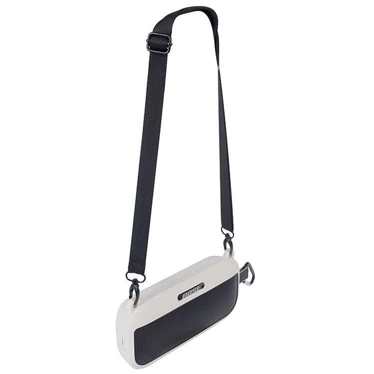 Bluetooth Speaker Protective Case for Bose SoundLink Flex Soft Silicone Case with Shoulder Strap - White