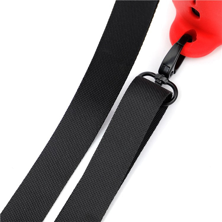 For JBL Flip 5 Bluetooth Speaker Protective Case Anti-drop Silicone Cover with Shoulder Strap and Carabiner - Red