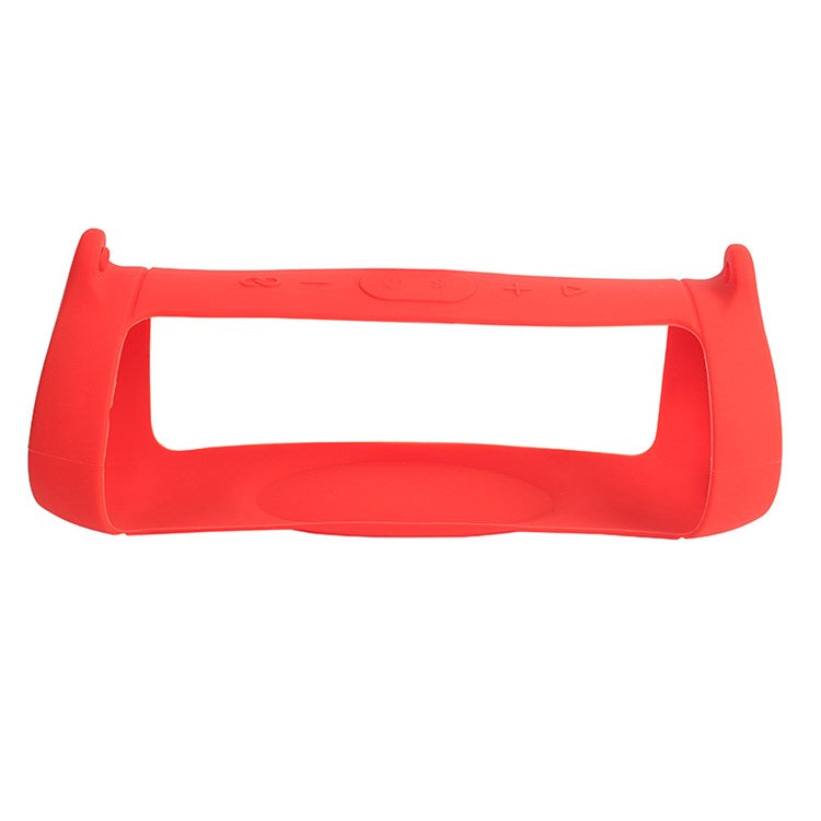 For JBL Charge 5 Silicone Carrying Case Bluetooth Speaker Anti-drop Protective Cover with Shoulder Strap and Carabiner - Red