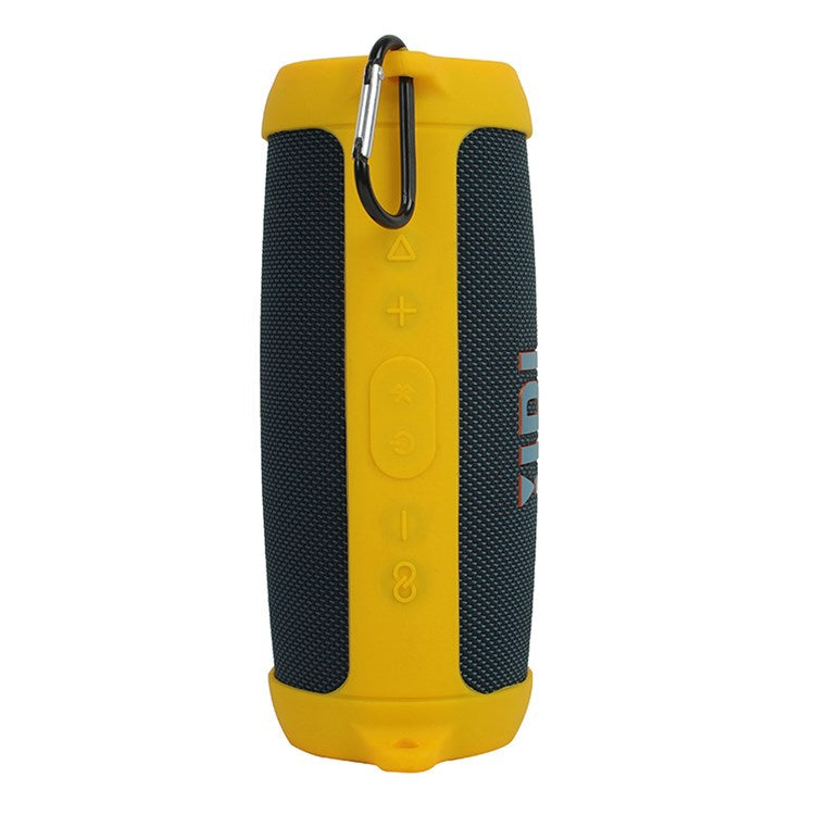 For JBL Charge 5 Silicone Carrying Case Bluetooth Speaker Anti-drop Protective Cover with Shoulder Strap and Carabiner - Yellow