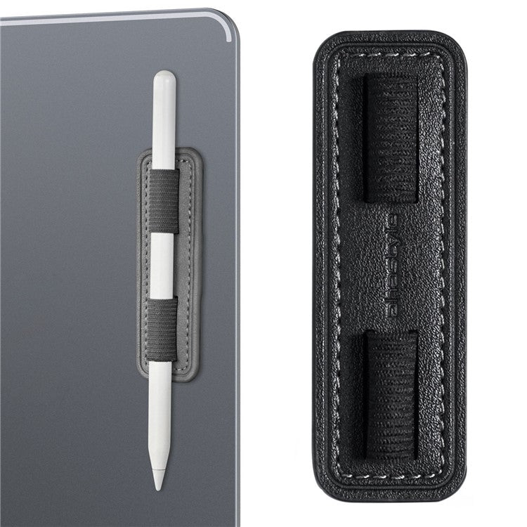 AHASTYLE PT184 For Apple Pencil Adhesive PU Leather Stylus Pen Holder Elastic Band Design Pen Fixing Sleeve - Black