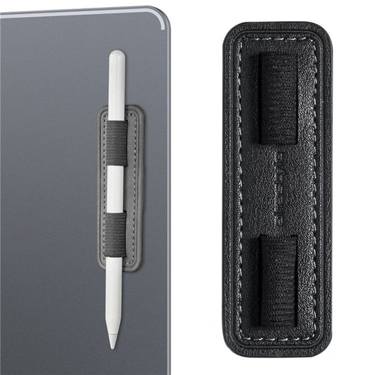 AHASTYLE PT184 For Apple Pencil Adhesive PU Leather Stylus Pen Holder Elastic Band Design Pen Fixing Sleeve - Black