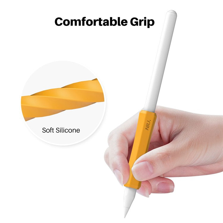 AHASTYLE PT-LC03 For Apple Pencil (1st Generation) / (2nd Generation) Pen Grip Non-Slip Protective Sleeve Silicone Stylus Pen Grip Cover - White