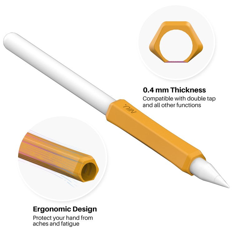 AHASTYLE PT-LC03 For Apple Pencil (1st Generation) / (2nd Generation) Pen Grip Non-Slip Protective Sleeve Silicone Stylus Pen Grip Cover - White