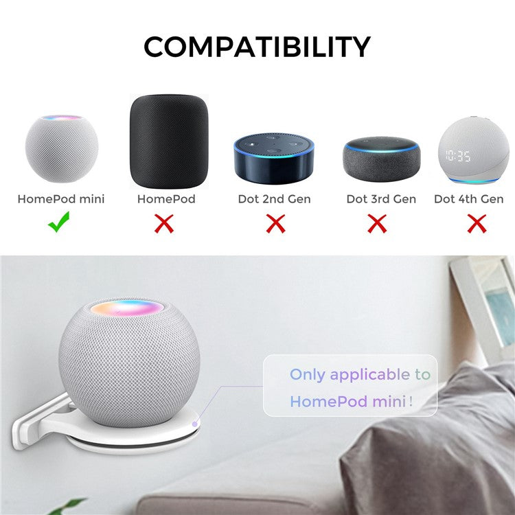 AHASTYLE PT149 For Apple HomePod Mini Smart Speaker Wall Mount Holder Bracket Hanger - White