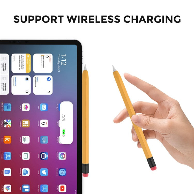 AHASTYLE PT180-2 For Apple Pencil (2nd Generation) Hexagon Design Anti-slip Stylus Pen Cover Silicone Protective Sleeve - Yellow