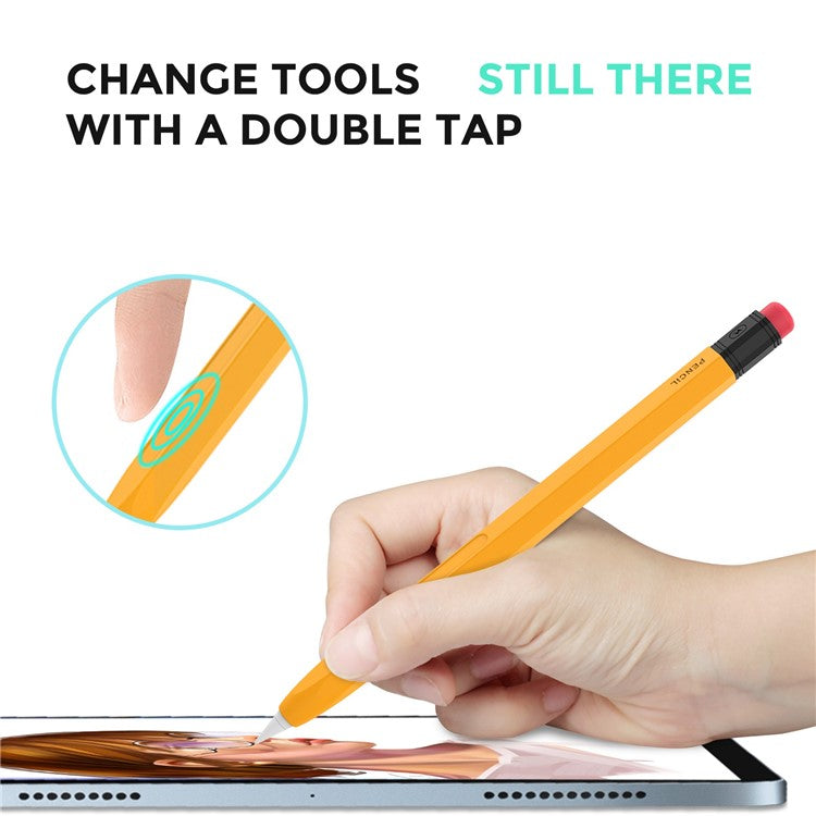 AHASTYLE PT180-2 For Apple Pencil (2nd Generation) Hexagon Design Anti-slip Stylus Pen Cover Silicone Protective Sleeve - Yellow