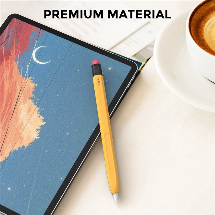 AHASTYLE PT180-2 For Apple Pencil (2nd Generation) Hexagon Design Anti-slip Stylus Pen Cover Silicone Protective Sleeve - Yellow