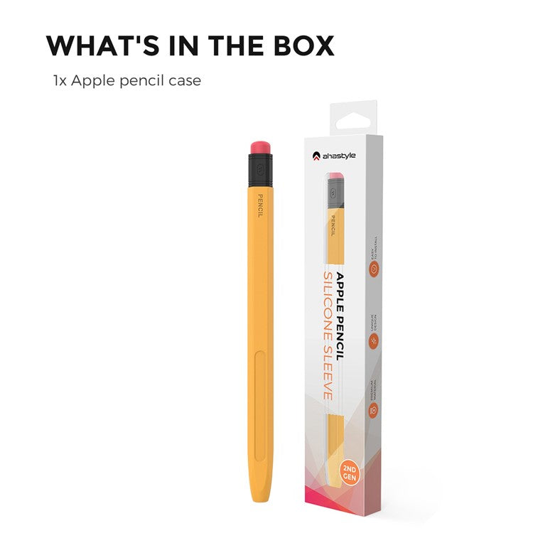 AHASTYLE PT180-2 For Apple Pencil (2nd Generation) Hexagon Design Anti-slip Stylus Pen Cover Silicone Protective Sleeve - Yellow