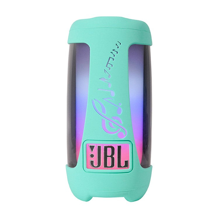 For JBL Pulse5 Soft Silicone Carrying Case Bluetooth Speaker Protective Cover with Shoulder Strap and Carabiner - Mint Green