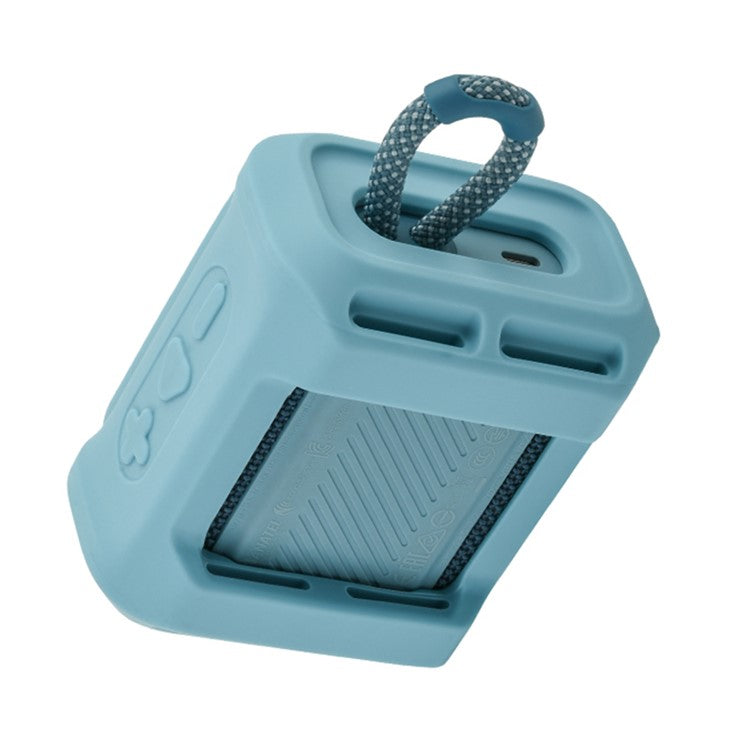 LIGHTNING POWER Silicone Case for JBL GO3 Portable Speaker Sleeve Protective Cover with Strap - Blue