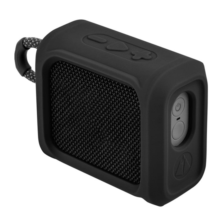 LIGHTNING POWER Silicone Case for JBL GO3 Portable Speaker Sleeve Protective Cover with Strap - Black