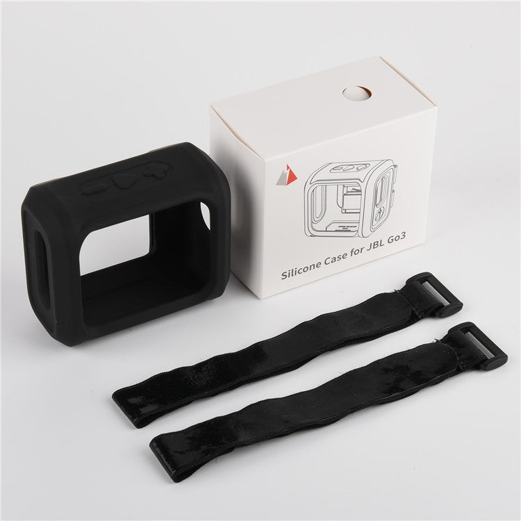 LIGHTNING POWER Silicone Case for JBL GO3 Portable Speaker Sleeve Protective Cover with Strap - Black