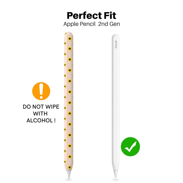 AHASTYLE PT65-SF Pen Sleeve for Apple Pencil (2nd Generation), Sunflower Pattern Stylus Pen Silicone Case Protective Cover - Pink