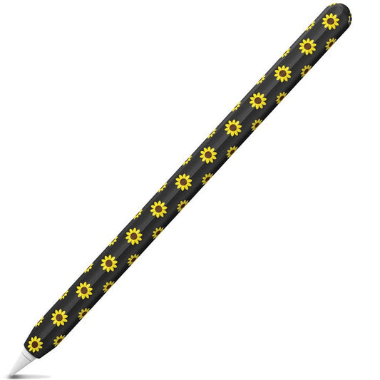 AHASTYLE PT65-SF Pen Sleeve for Apple Pencil (2nd Generation), Sunflower Pattern Stylus Pen Silicone Case Protective Cover - Black