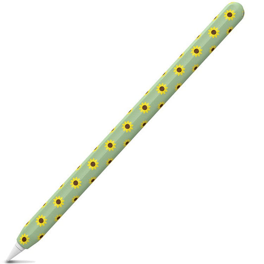 AHASTYLE PT65-SF Pen Sleeve for Apple Pencil (2nd Generation), Sunflower Pattern Stylus Pen Silicone Case Protective Cover - Green