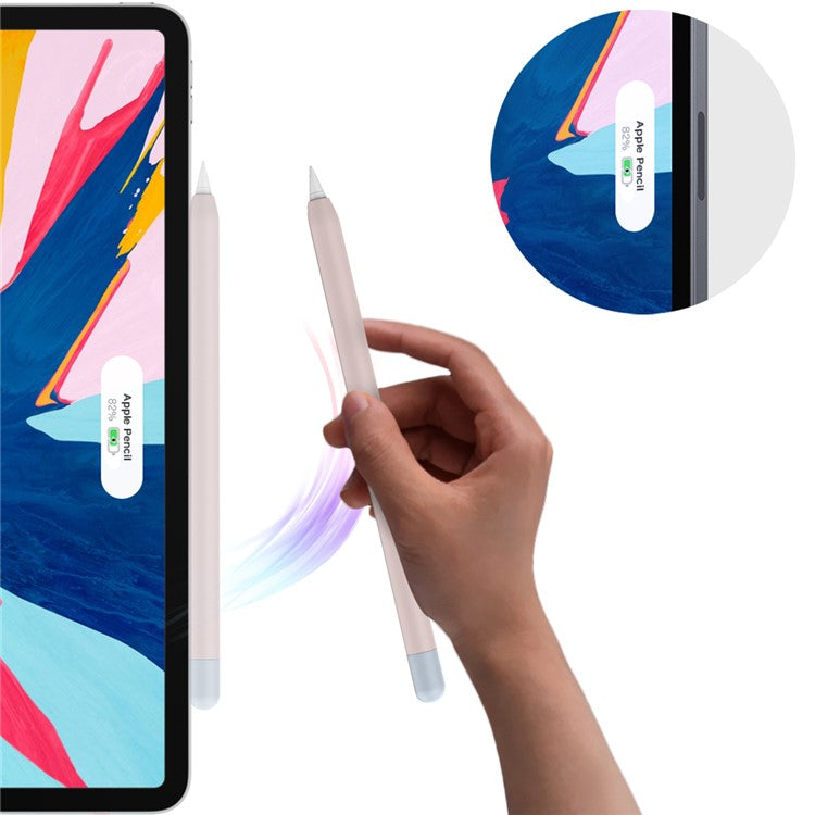 AHASTYLE PT65-2 Silicone Sleeve for Apple Pencil (2nd Generation), Contrast Color Stylus Pen Soft Protective Cover - Pink / Baby Blue