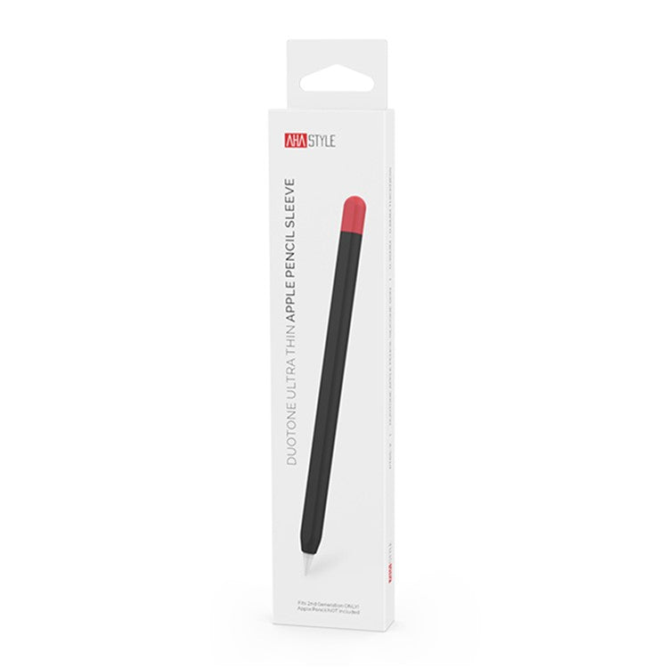 AHASTYLE PT65-2 Silicone Sleeve for Apple Pencil (2nd Generation), Contrast Color Stylus Pen Soft Protective Cover - Black / Red