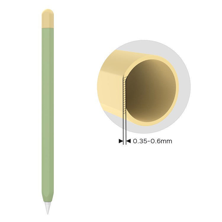 AHASTYLE PT65-2 Silicone Sleeve for Apple Pencil (2nd Generation), Contrast Color Stylus Pen Soft Protective Cover - Green / Yellow