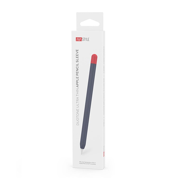 AHASTYLE PT65-2 Silicone Sleeve for Apple Pencil (2nd Generation), Contrast Color Stylus Pen Soft Protective Cover - Midnight Blue / Red