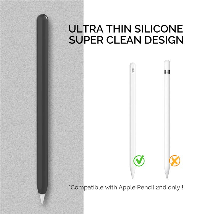 AHASTYLE PT65 Silicone Case for Apple Pencil (2nd Generation), Stylus Pen Protective Sleeve Cover - Black
