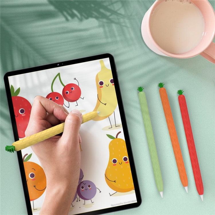 AHASTYLE PT106-2 for Apple Pencil Pro / Pencil (2nd Generation) Stylus Pen Silicone Skin Case Pineapple Style Protective Cover - Yellow