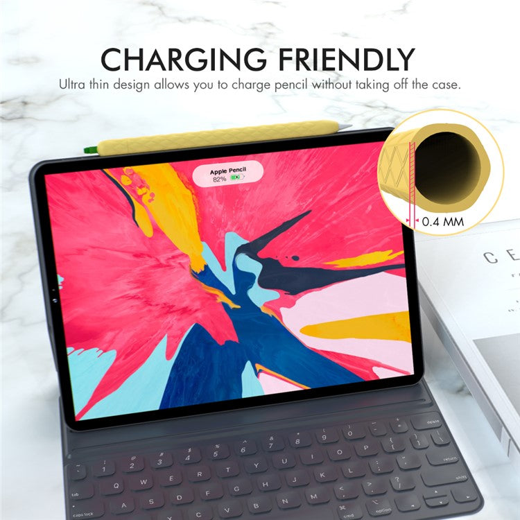 AHASTYLE PT106-2 for Apple Pencil Pro / Pencil (2nd Generation) Stylus Pen Silicone Skin Case Pineapple Style Protective Cover - Yellow