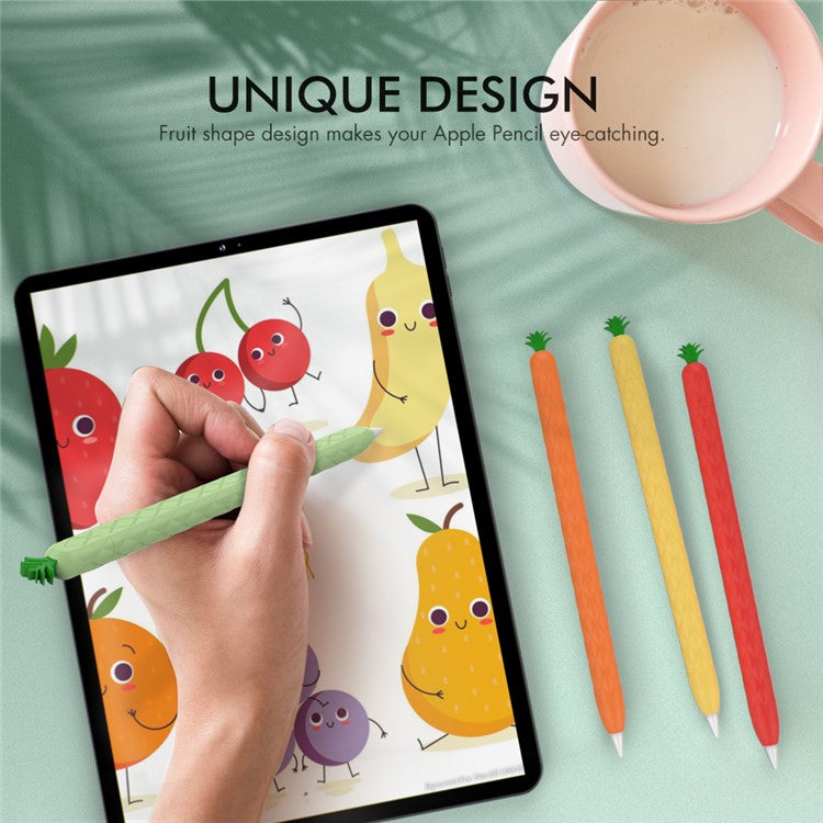 AHASTYLE PT106-2 for Apple Pencil Pro / Pencil (2nd Generation) Stylus Pen Silicone Skin Case Pineapple Style Protective Cover - Green